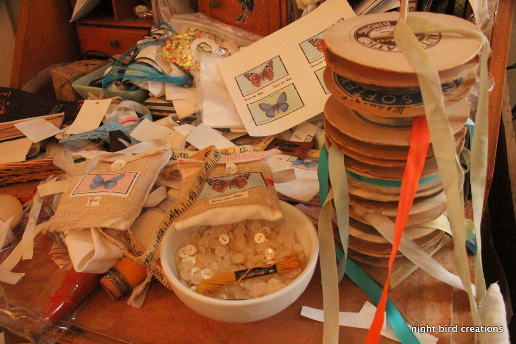 a very messy craft station