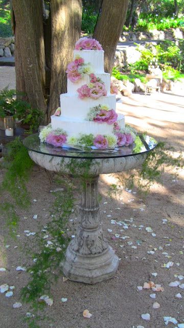 cake stand birdbath